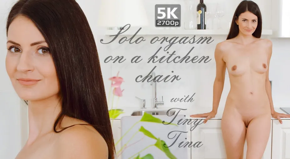 Tiny Tina's Solo kitchen Fingering Session - HD Brunette Masturbation
