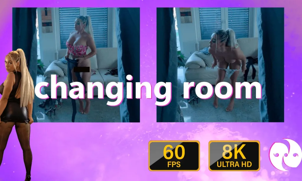 Cassandra's Big Ass Blonde Spy Session: Choosing Outfits (60 FPS, 180° VR)