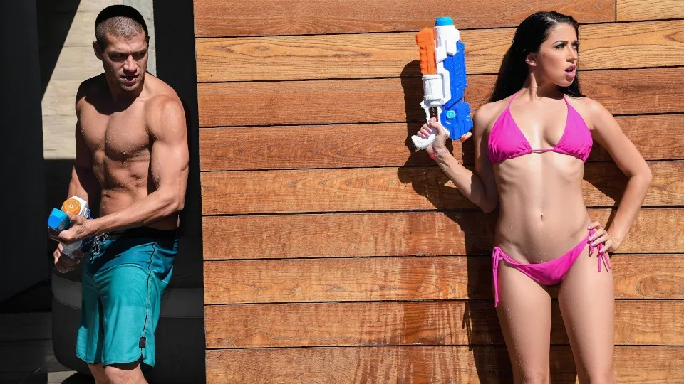 Alex Coal & Xander Corvus: Squirt Gun Fight - Piercing Sex Scene