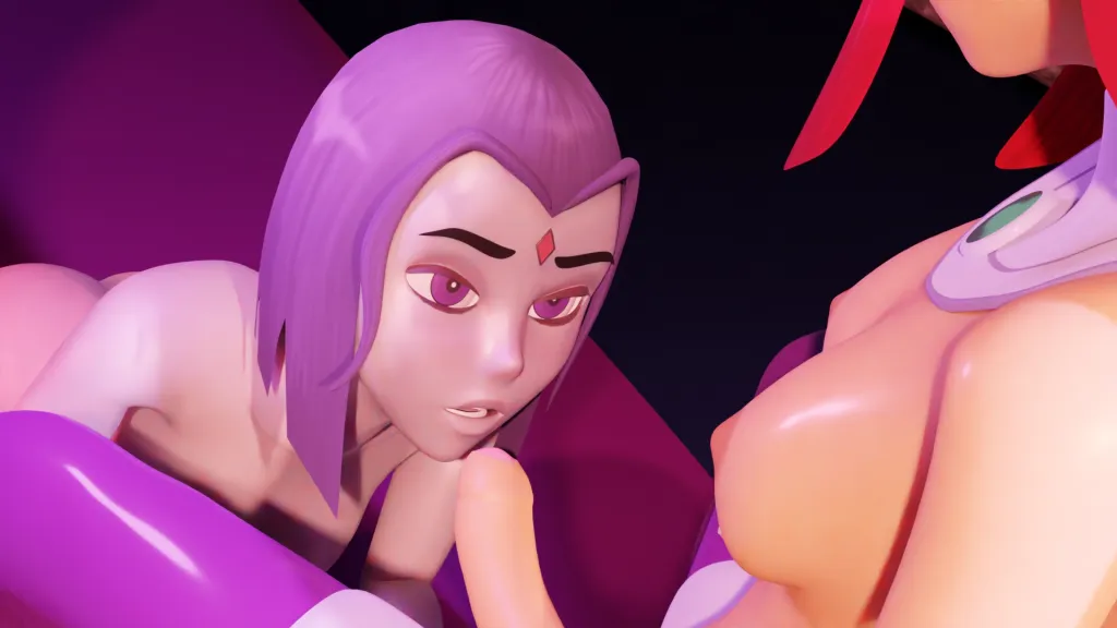 Raven and Starfire's Lesbian Blowjob Animation (Futa)