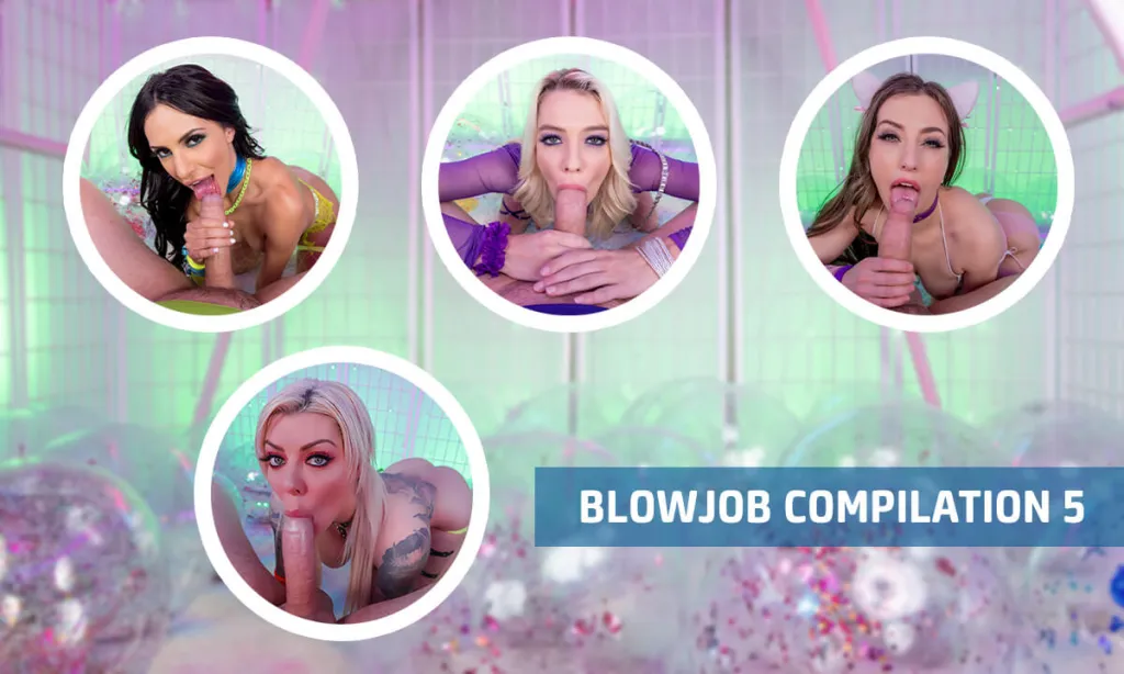 Kenna James, Hime Marie, Spencer Bradley - Gagging Deep Throat Compilation (4K VR)