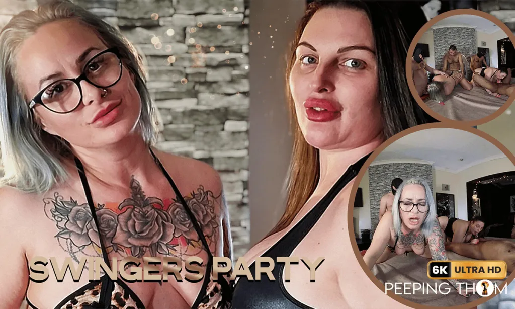 Crystal Smith and Sammy Thomas in Brunette MILF Orgy: Glasses & Tattoos (60 FPS, 180° VR)
