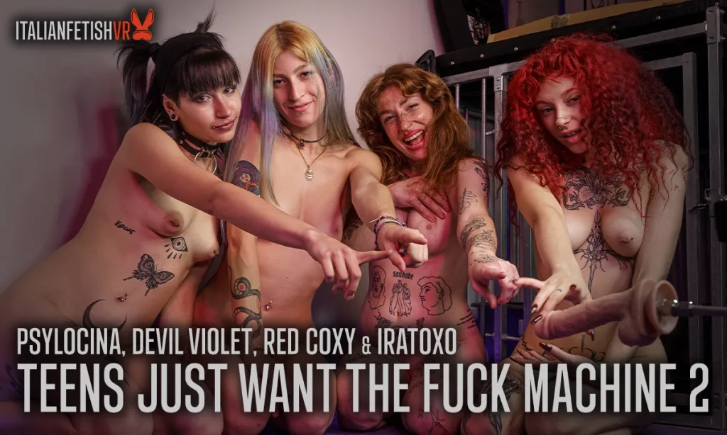 VR Porn: Psylocina, Devil Violet, and Red Coxy's Foursome with Dildo and Fingering (Brunette, Red Head, Fetish)