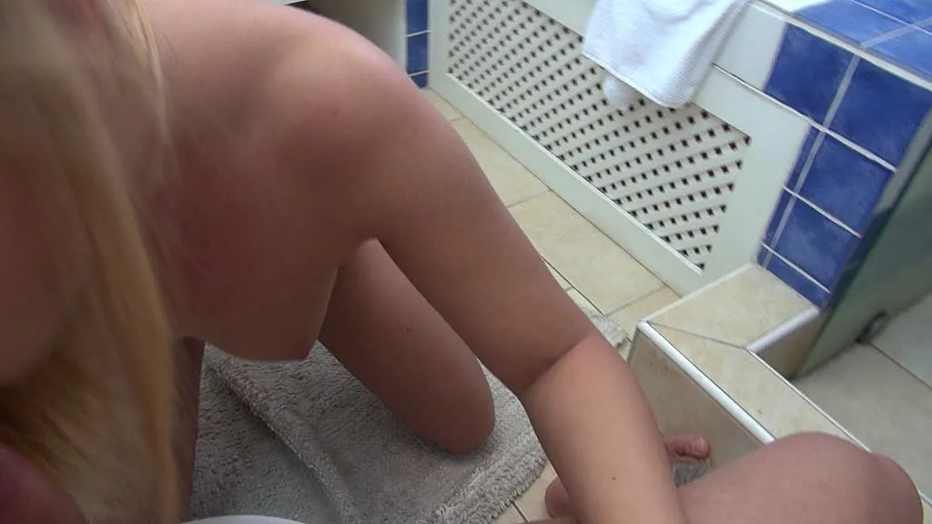 Christine and Sabby's POV Small Tits Shower Scene