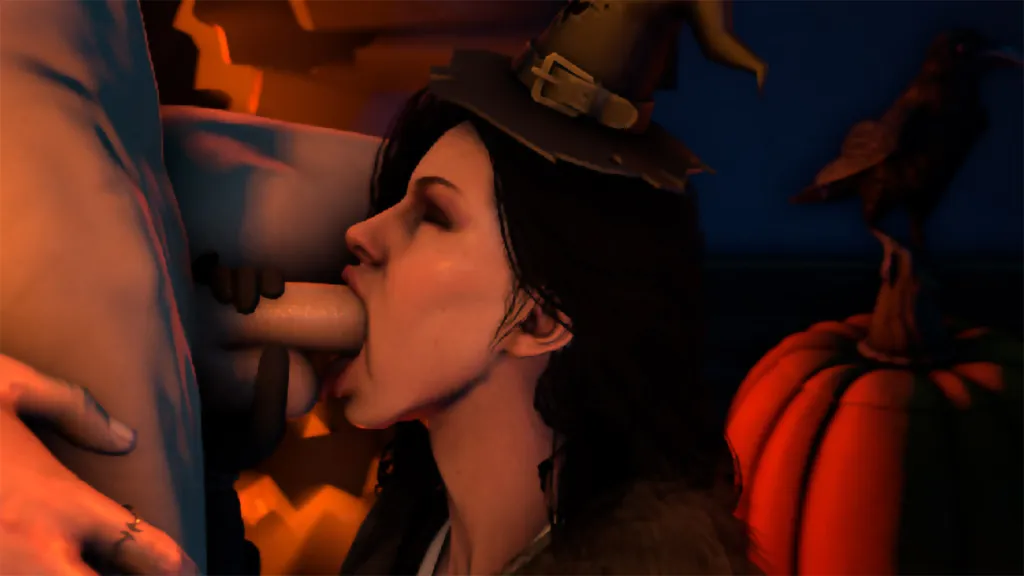 Yennefer's Brunette Blowjob Animation - VR 180° Hentai [60 FPS]