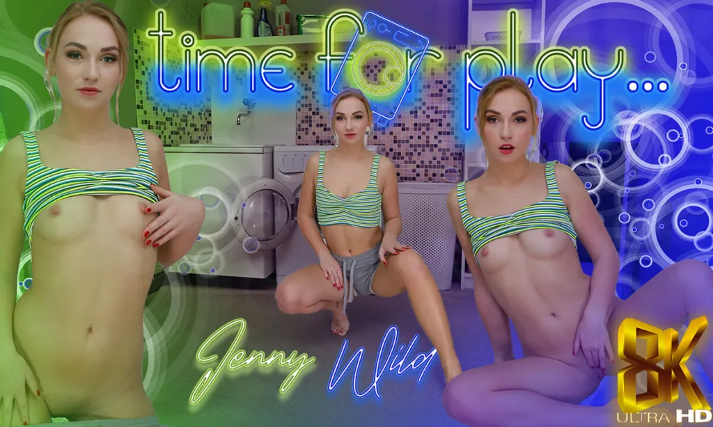 Jenny Wild's Blonde Solo Masturbation Session in 180° 4K