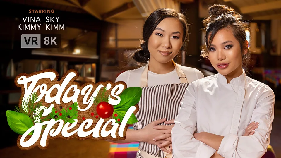Vina Sky and Kimmy Kimm's Michelin Star Sex: Asian Threesome with Blowjob, Cowgirl, and Doggy Style (VR)