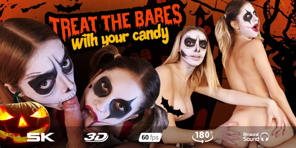 Halloween Threesome: Rebecca Volpetti, Paola Hard - Sexy costume play & Passionate Anal, Blowjob