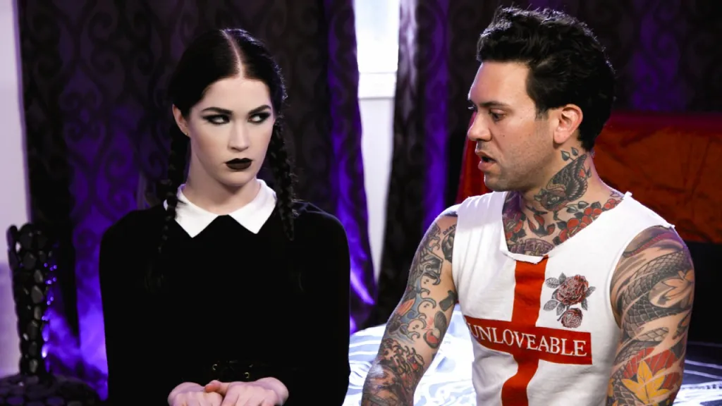 Evelyn Claire & Small Hands in Rough Cosplay Blowjob Parody - Very Adult Wednesday Addams