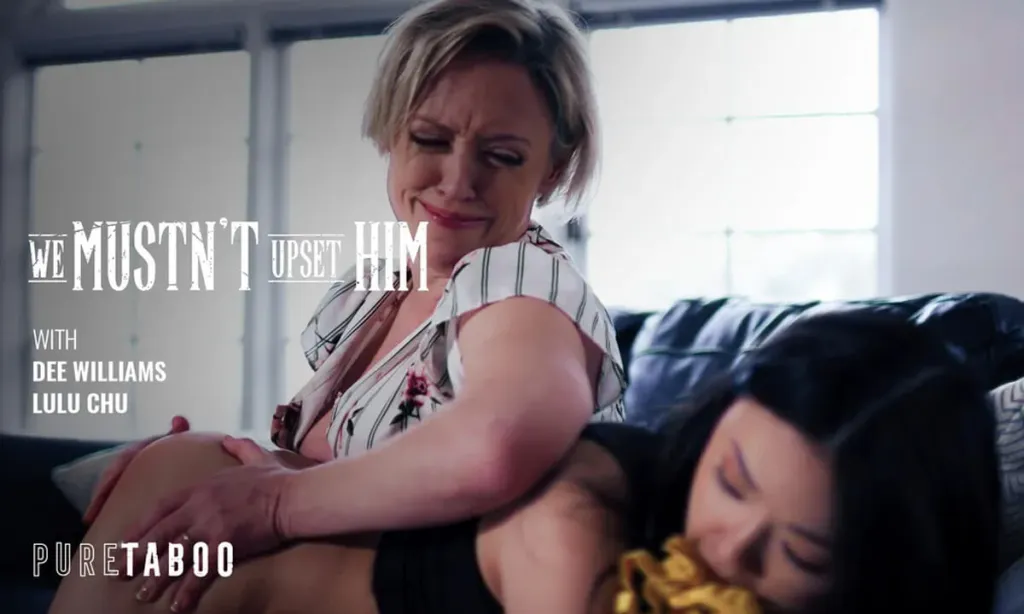 Dee Williams and Lulu Chu: Tensed Stepfamily Role Play: Lesbian Scene with Spanking