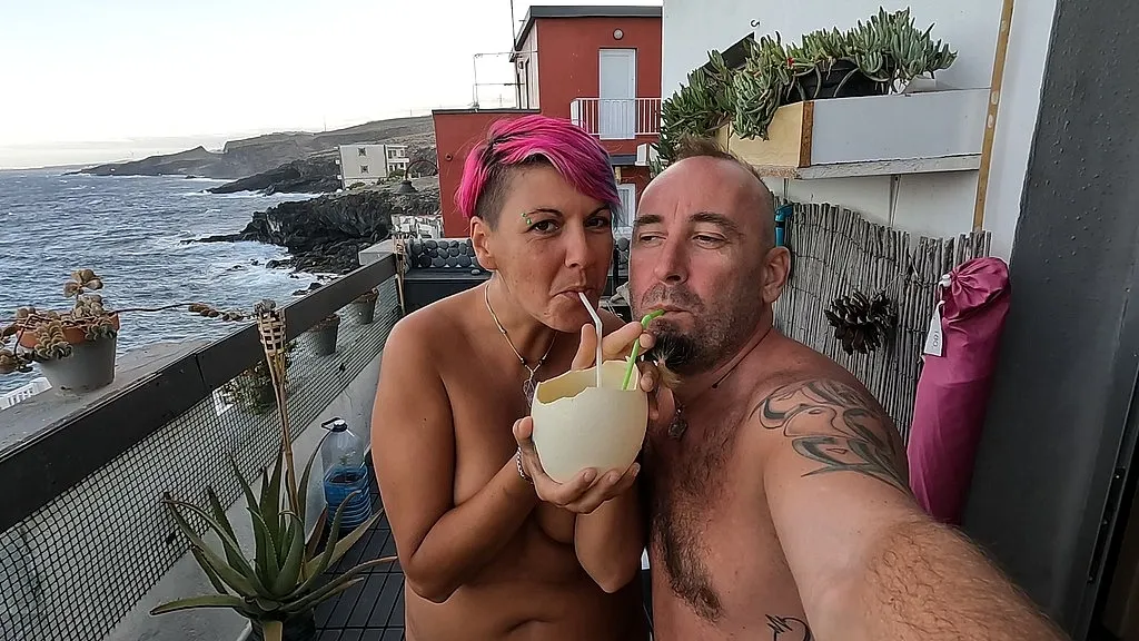 Amateur Wife, Short Hair, and Husband: Outdoor Piss Drinking with Straws (HD)