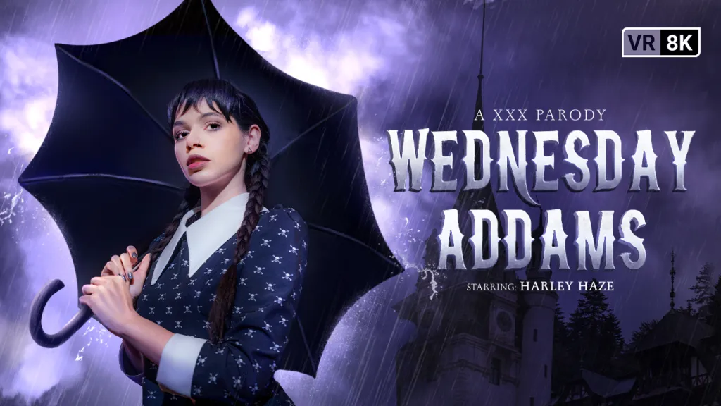 Harley Haze as Wednesday Addams in VR: A Dark Brunette's Seduction