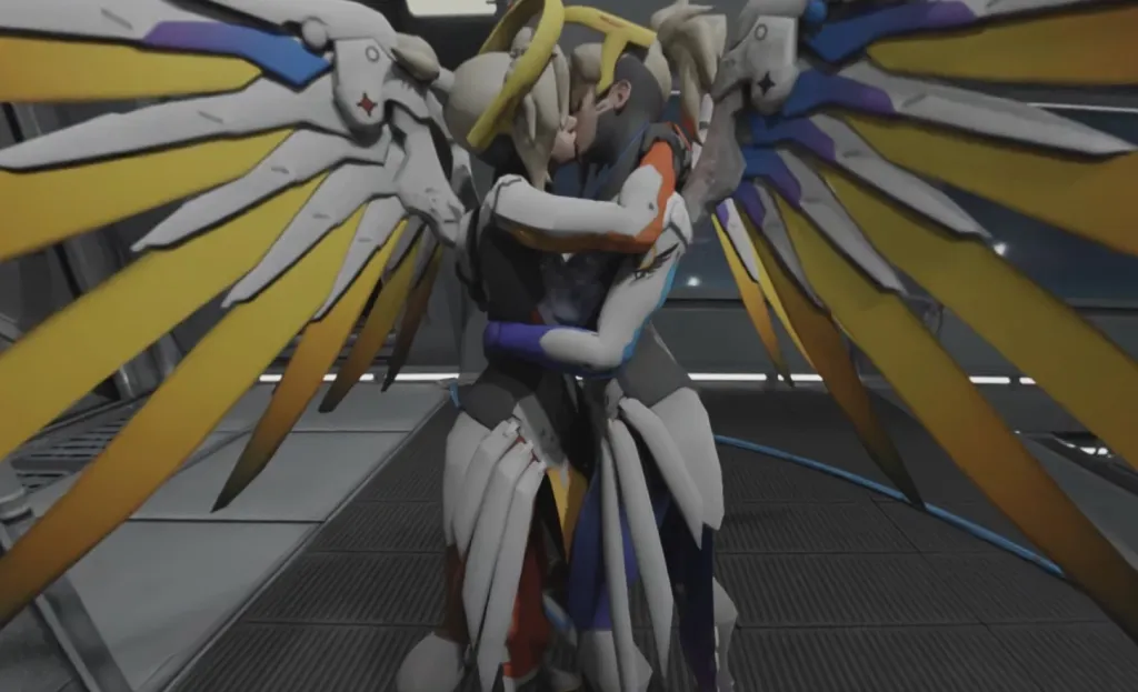 Mercy's Fetish Lesbian Kiss - Animated VR 180° HD Video
