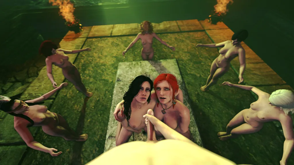 Yennefer and Triss Merigold's Magical Threesome in VR - POV Cowgirl Scene