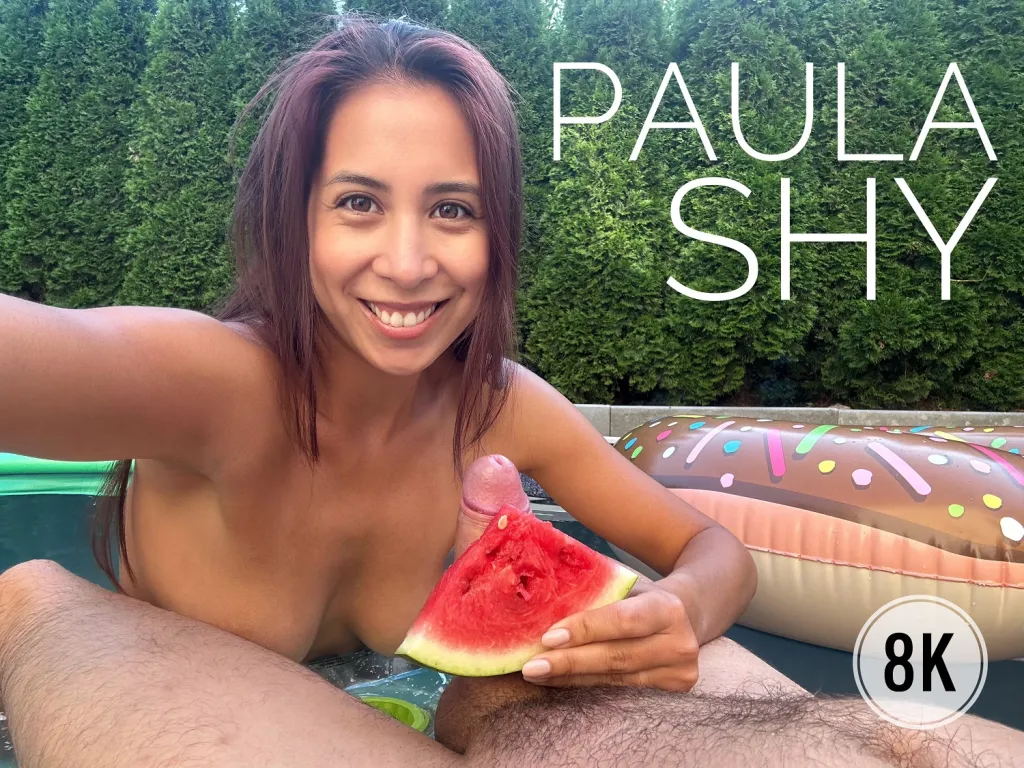 Paula Shy's Poolside Blowjob in 180° VR - HD & Binaural Sound