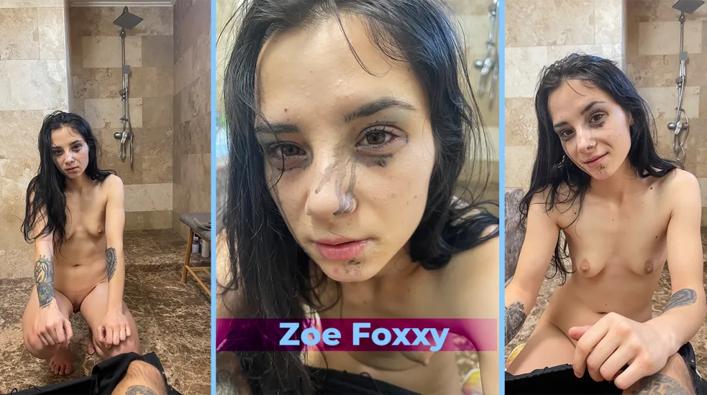 Zoe Foxxy's Brunette Tattoo Brunette: HD Brunette Blowjob with Binaural Sound