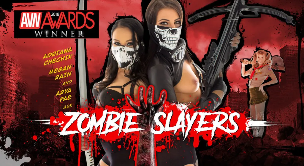 Adriana Chechik, Megan Rain, Arya Fae in Zombie Apocalypse Threesome VR Experience