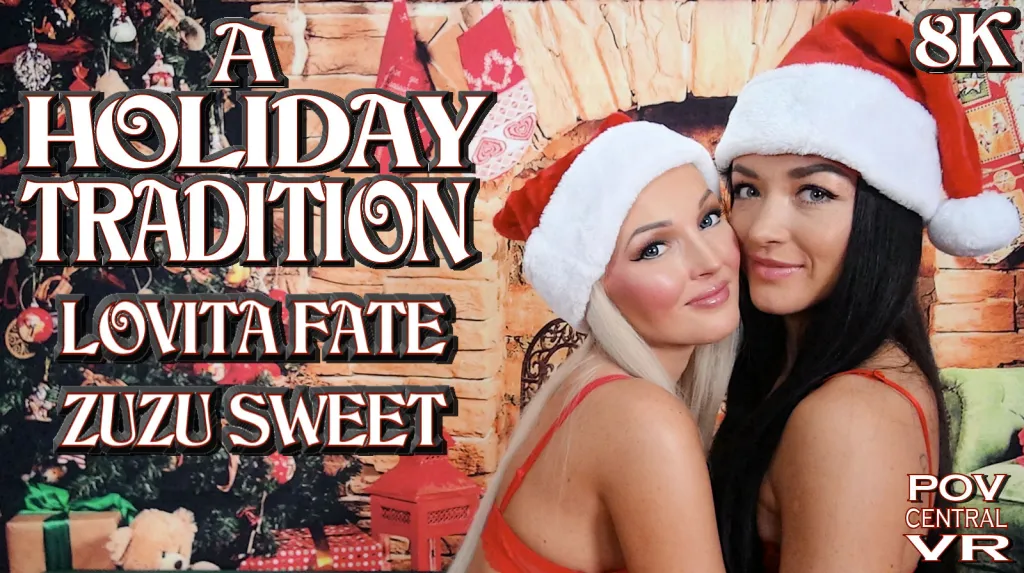 POV: Christmas Threesome with Lovita Fate and Zuzu Sweet - Blowjobs and Cowgirl Action